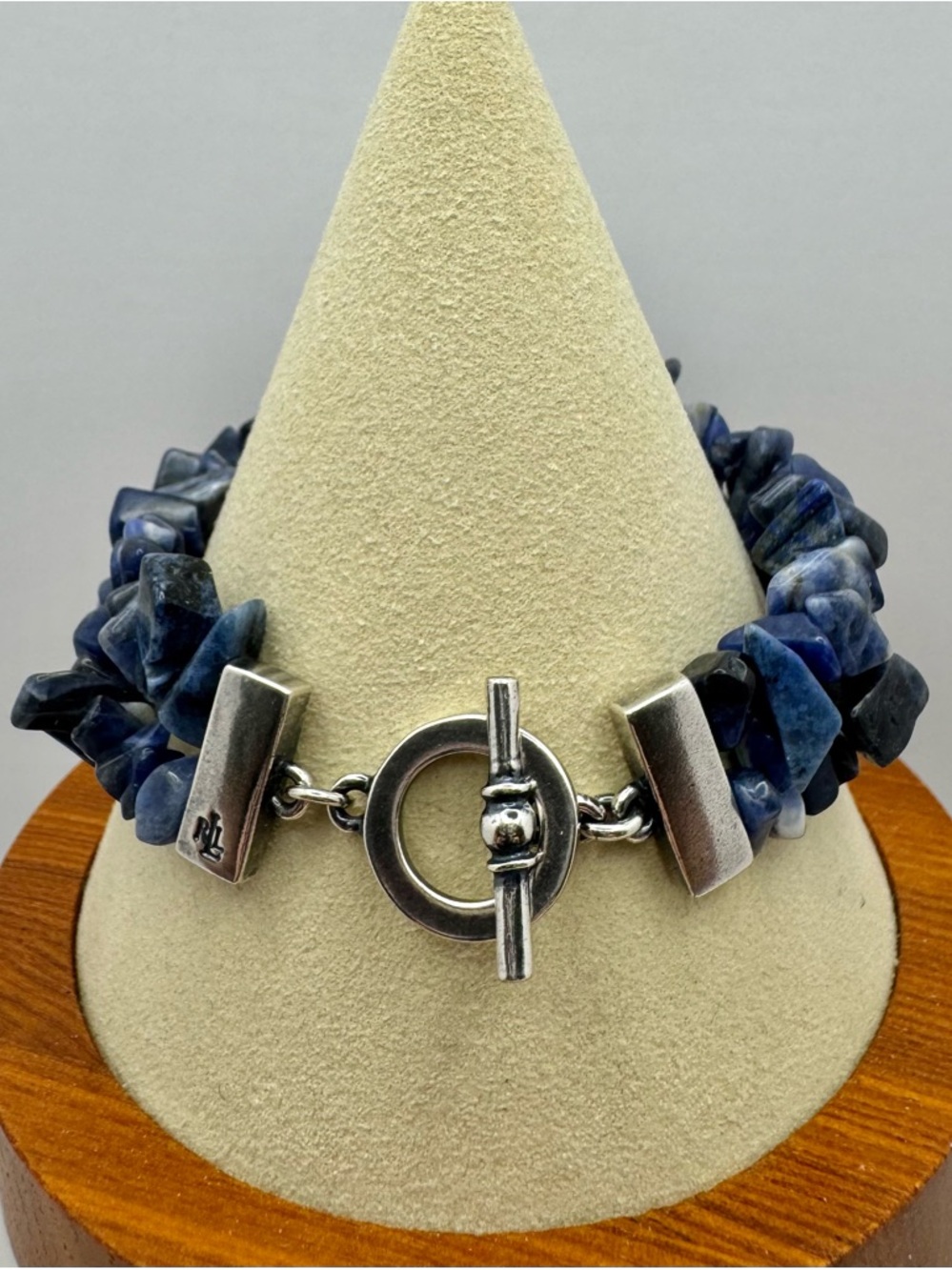 Ralph Lauren Blue Sodalite Chip Bead Bracelet with Silver Toggle